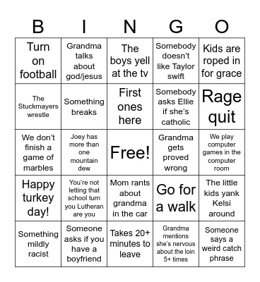 Thanksgiving bingo Card