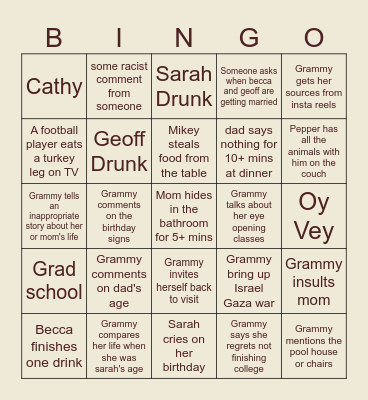 Thanksgiving Bingo yr2 Bingo Card