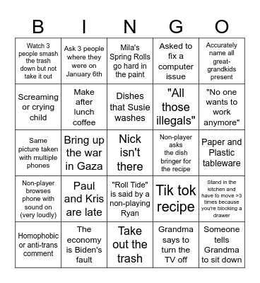 Thanksgiving Bingo Card