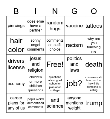 Thanksgiving Bingo Card