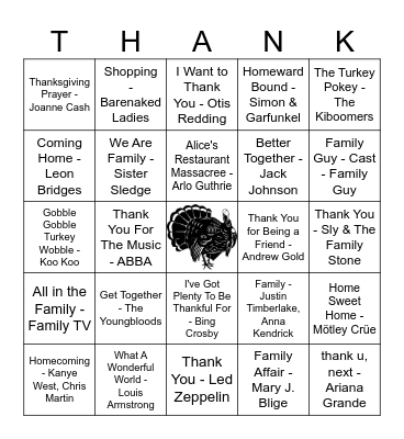 Friends, Family, Home Bingo Card