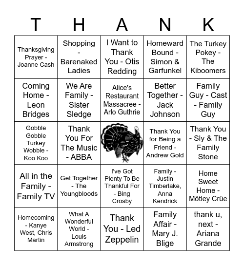 Friends, Family, Home Bingo Card