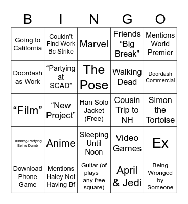 Thanksgiving Ethan Bingo Card