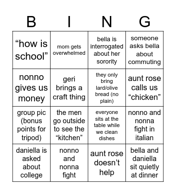 thanksgiving 2023 Bingo Card