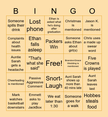 Thanksgiving Bingo Card