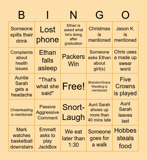 Thanksgiving Bingo Card