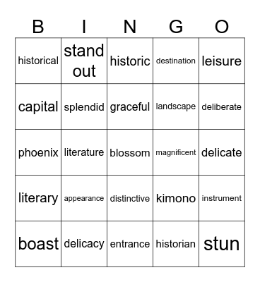 Lesson 5 Vocab Bingo Card