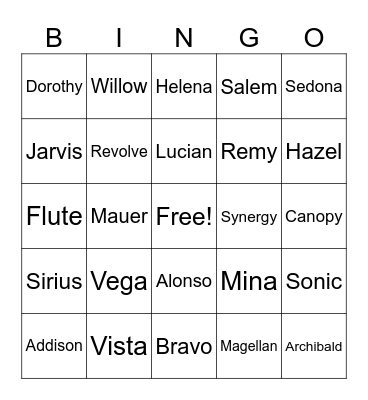 KUZCO PRODUCTS BINGO Card