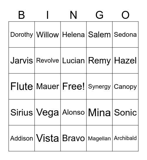 KUZCO PRODUCTS BINGO Card