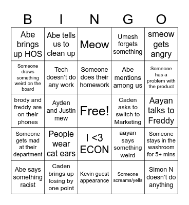 JA BINGO Card