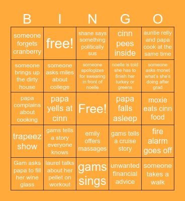 Thanksgiving Bingo Card