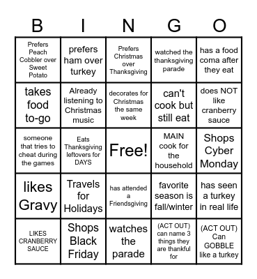 Parker THANKSgiving Bingo Card