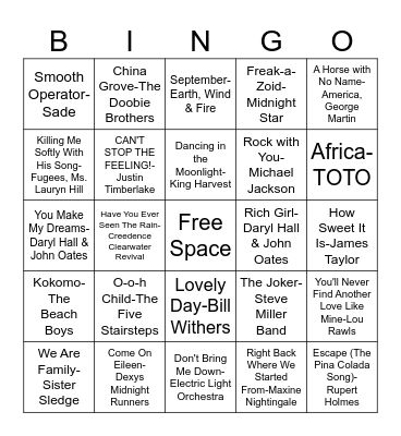 Bobo's Playlist! Bingo Card