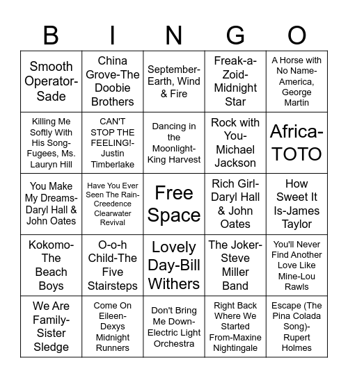 Bobo's Playlist! Bingo Card