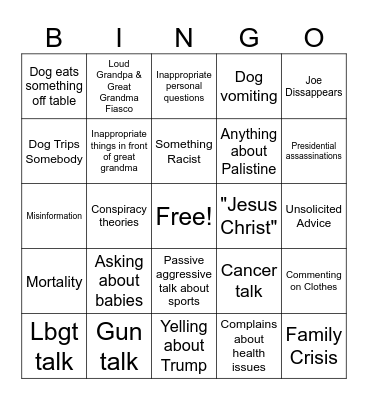 Thanksgiving Bingo Card