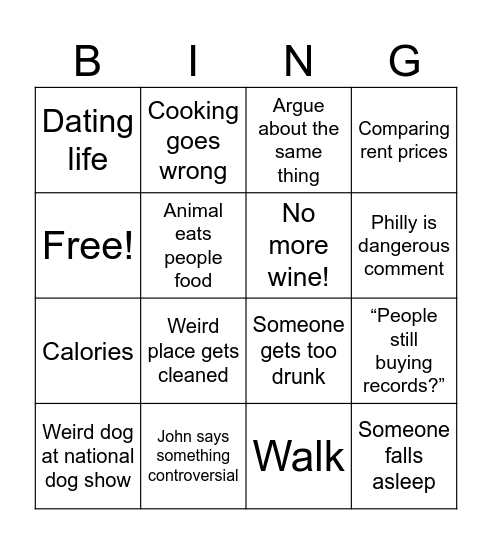 T-Weekend 2023 Bingo Card
