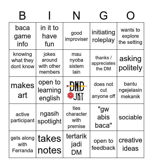 BAD NEWBIE BINGO Card