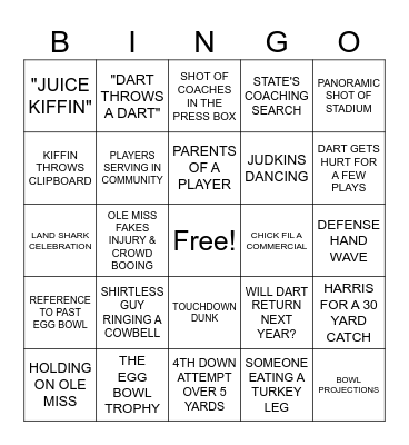 Egg Bowl Bingo 2023 Bingo Card