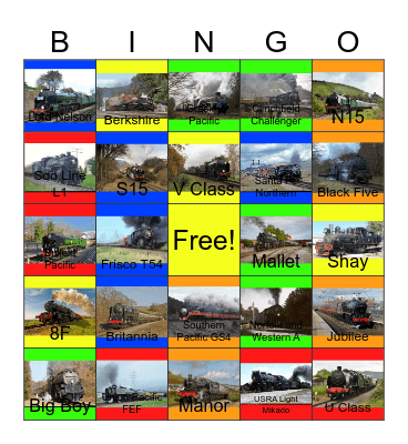 Steam Locomotives of the 20th Century Bingo Card