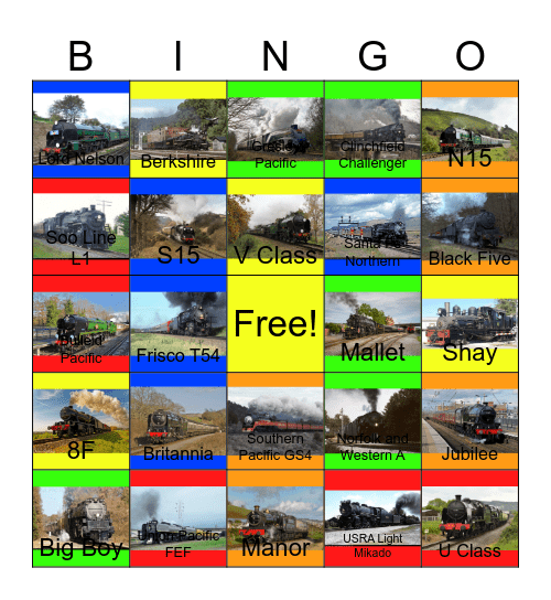 Steam Locomotives of the 20th Century Bingo Card