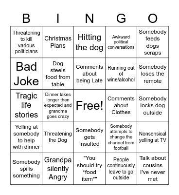 Thanksgiving Bingo Card
