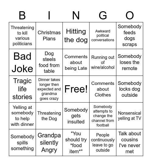 Thanksgiving Bingo Card