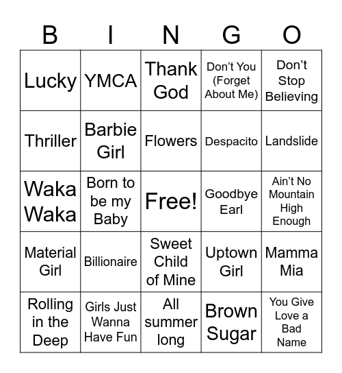 Music BINGO Card