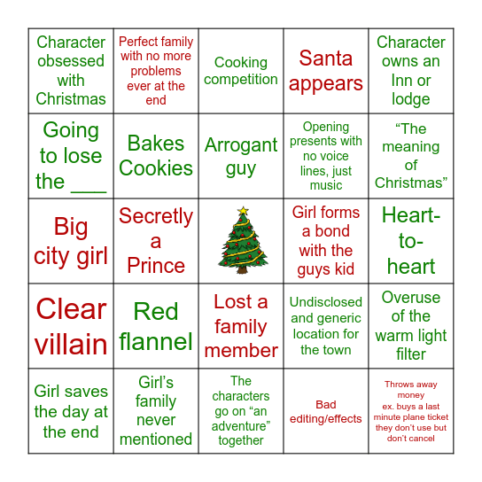 Hallmark Movie Bingo Card