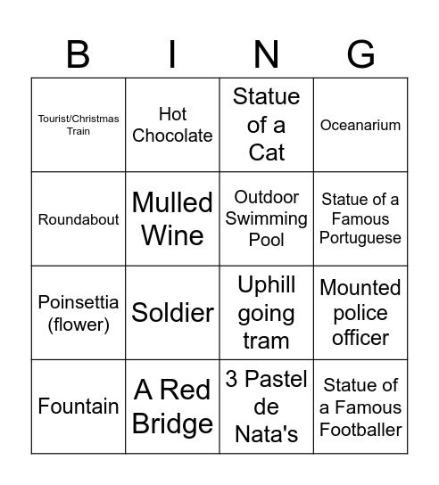 Lisbon (on the go) Bingo! Bingo Card