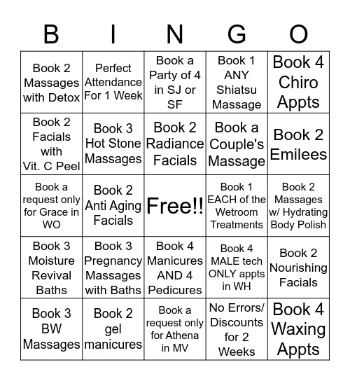 Burke Williams Bingo Card