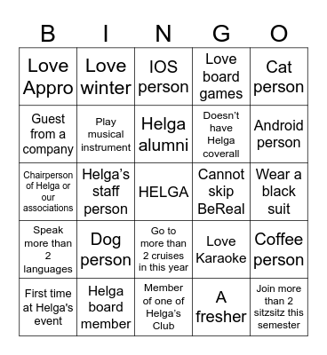 Networking Bingo Card