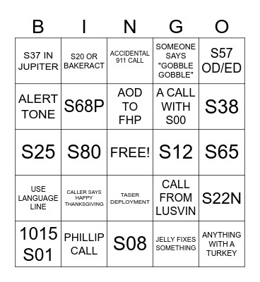 THANKSGIVING BINGO Card