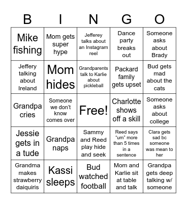 Badger Thanksgiving Bingo Card