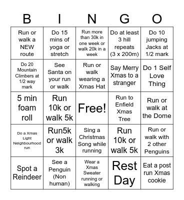 PENGUIN CHRISTMAS BINGO Card