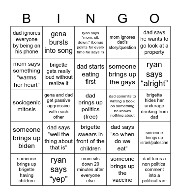 Thanksgiving Bingo Card