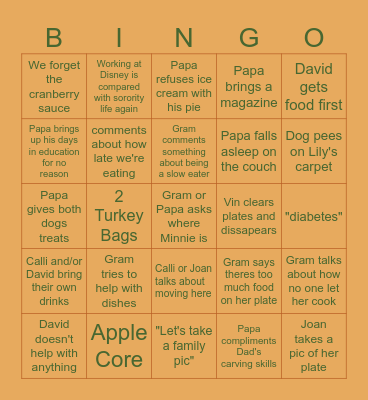 B-B-Bingo! Thanksgiving Edition! Bingo Card