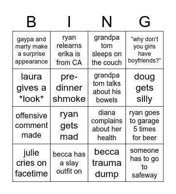 Thanksgiving 2023 Bingo Card