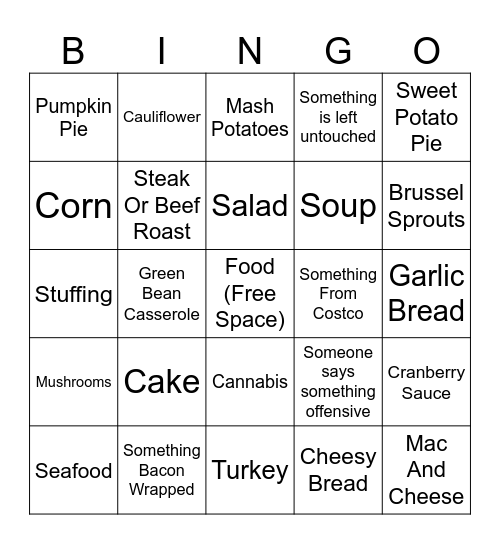 Thanksgiving Bingo Card