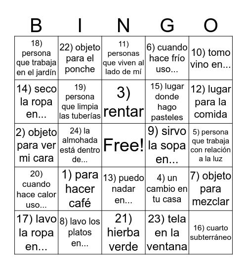 La casa Bingo Card