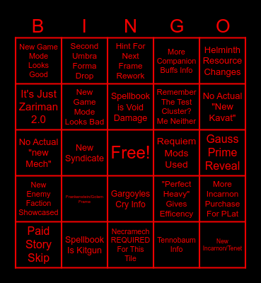 November 2023 Devstream Bingo Card
