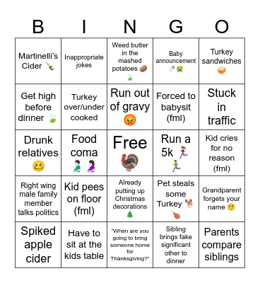 Thanksgiving Bingo Card