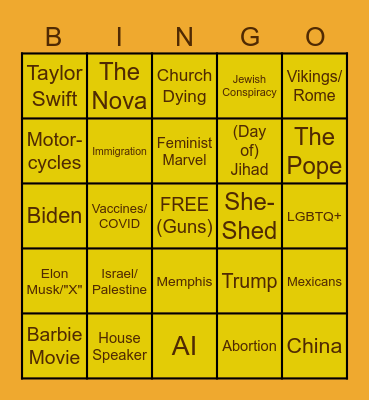 CAGLE THANKSGIVING Bingo Card