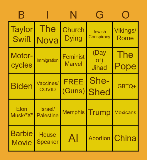 CAGLE THANKSGIVING Bingo Card