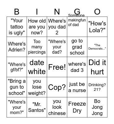 2023 Thanksgiving Bingo Card