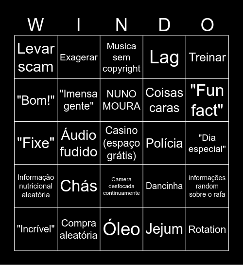 WINDOH BINGO Card