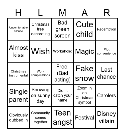 Hallmark Bingo Card