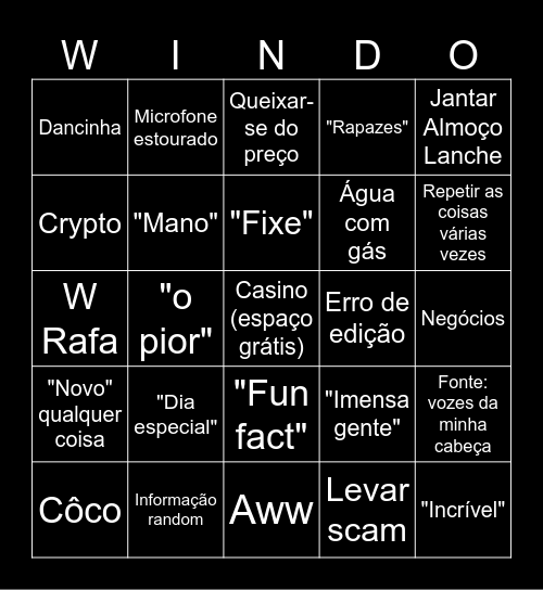 WINDOH BINGOH Bingo Card
