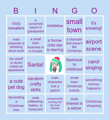 Cheesy Hallmark Movie Bingo Card