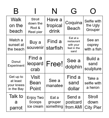 AMI Bingo Card