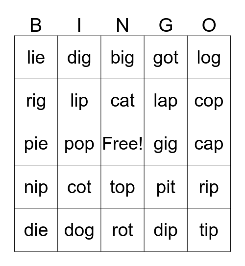 Sign Language Bingo Card